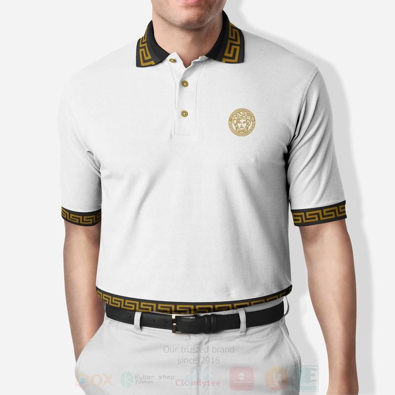 Versace Medusa White Black Polo Shirt