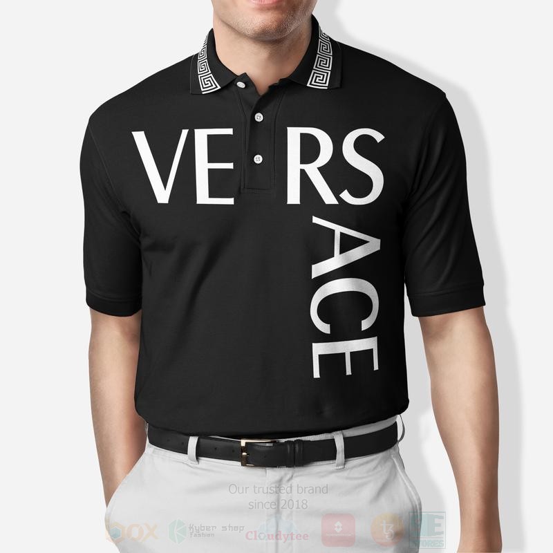 BEST Versace Pattern Black-White All Over Print 3D Polo Shirt 3 Versace Pattern Black White Polo Shirt 1 2