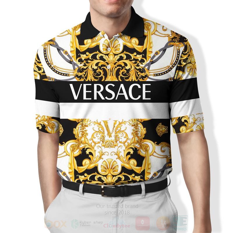 BEST Versace Pattern White-Yellow All Over Print 3D Polo Shirt 3 Versace Pattern White Yellow Polo Shirt 1 2