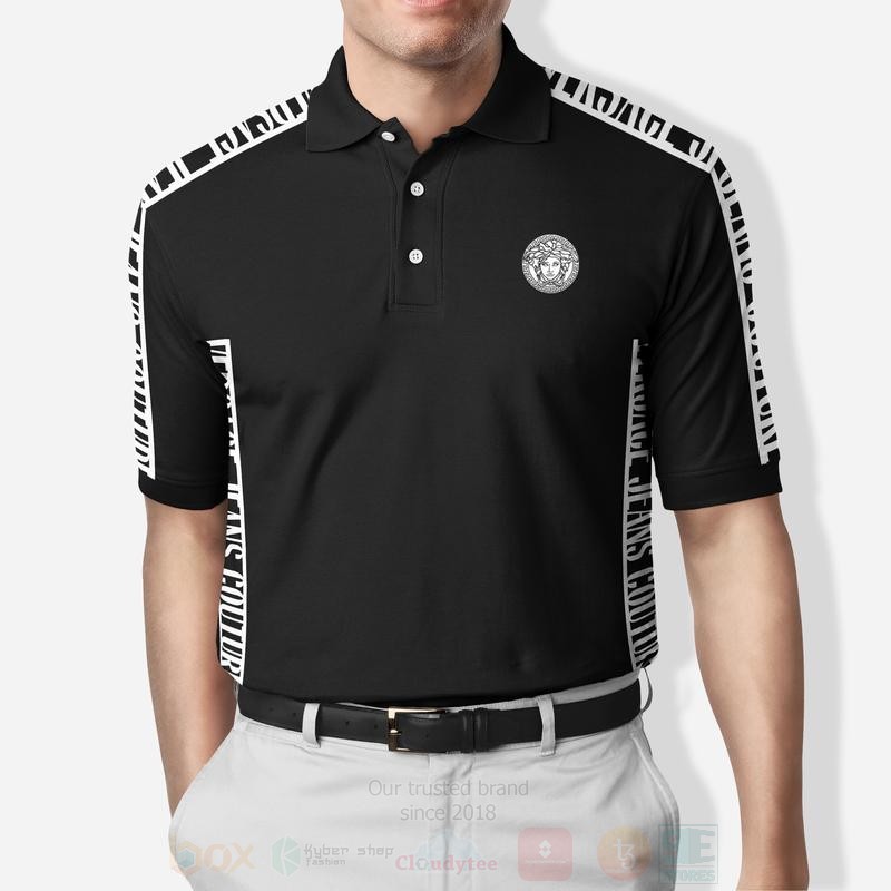 Versace Patterns Black White Polo Shirt