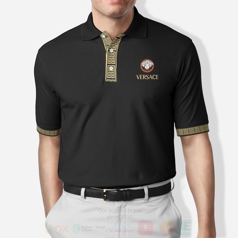 Versace Patterns Black Polo Shirt