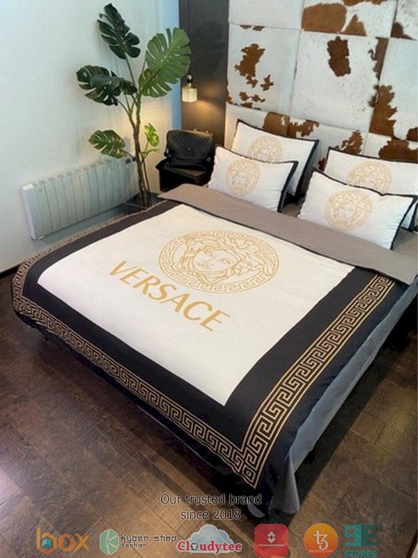 Versace White Black border Duvet cover bedding set