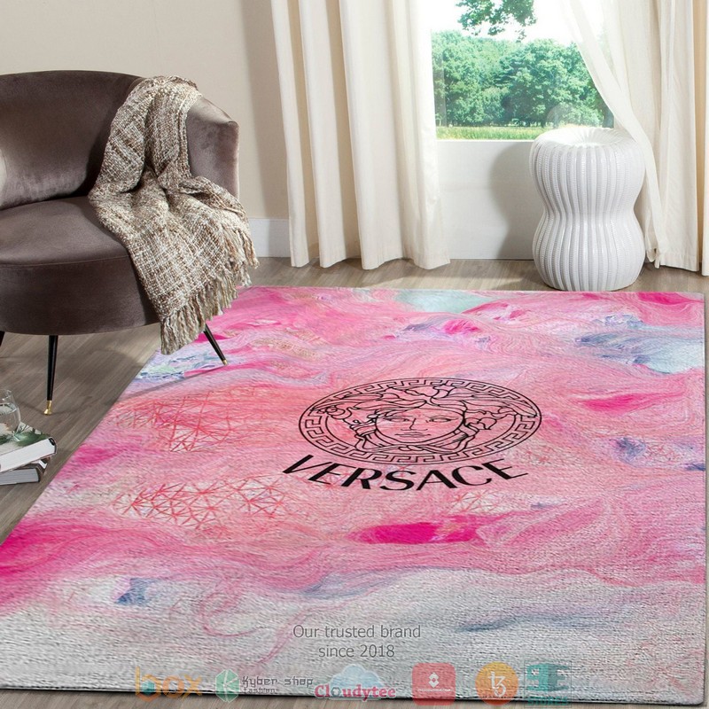 Versace black pattern pink Rug Carpet