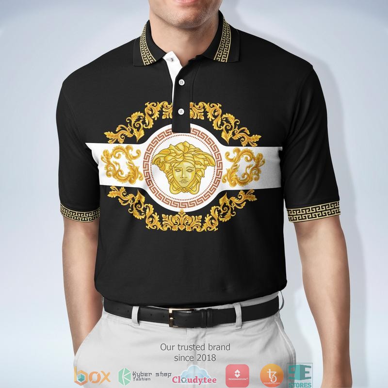 Versace black yellow pattern Polo Shirt