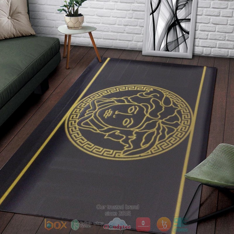 Versace brand logo Dark Hypebeast black gold Rug