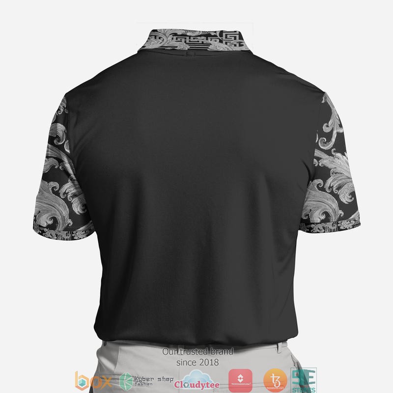 Versace grey pattern black Polo Shirt 2 Versace grey pattern black Polo Shirt 1