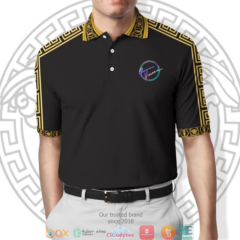 Versace hologram logo black Polo Shirt
