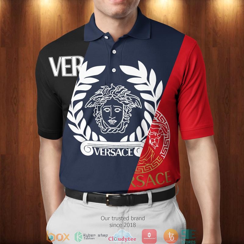 Versace navy red black Polo Shirt