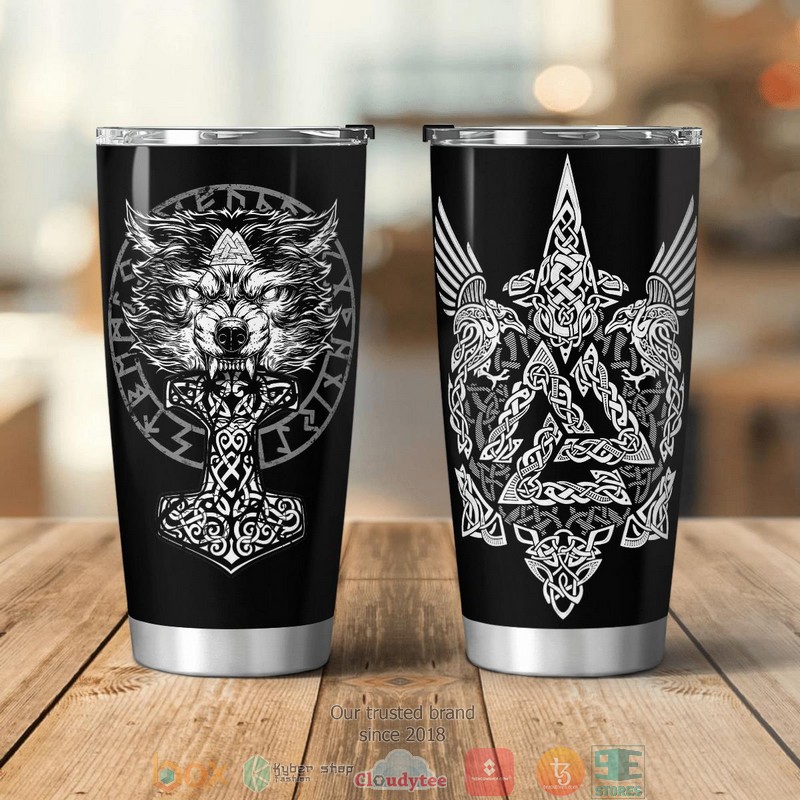 Viking Wolf Hammer Raven Valknut Tumbler