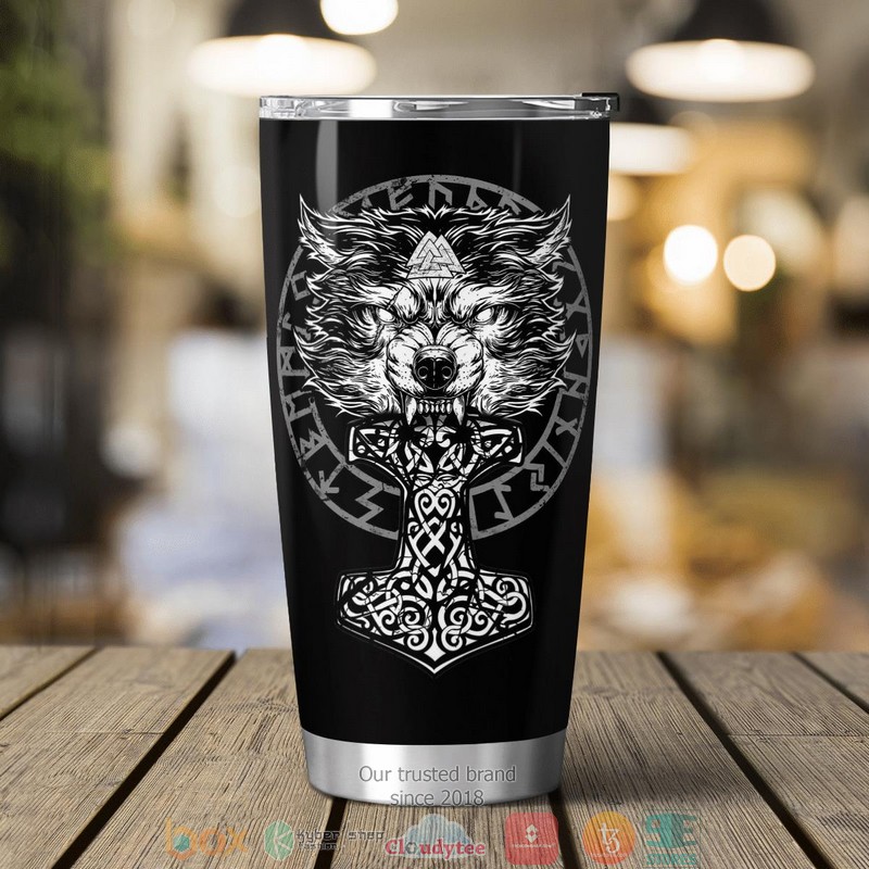 Viking Wolf Hammer Raven Valknut Tumbler 2 Viking Wolf Hammer Raven Valknut Tumbler 1
