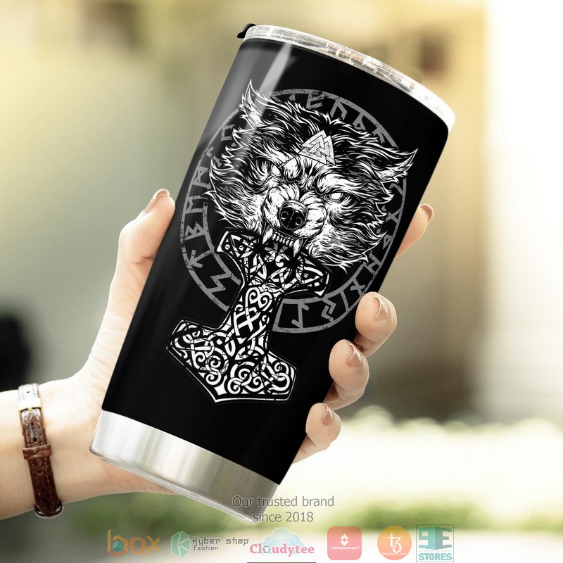 Viking Wolf Hammer Raven Valknut Tumbler 3 Viking Wolf Hammer Raven Valknut Tumbler 1 2