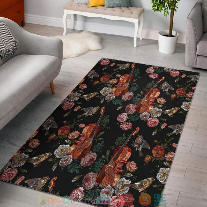 Violon Roses pattern Rug Carpet