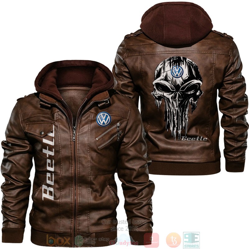 NEW Volkswagen Beetle The Punisher skull Leather Jacket 2 Volkswagen Beetle The Punisher skull Leather Jacket 1