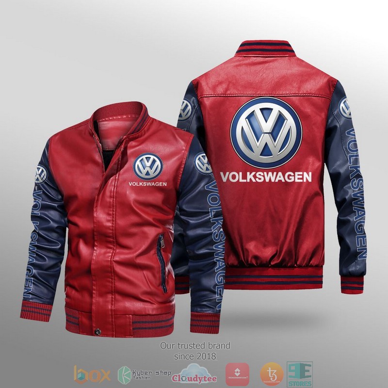 Volkswagen Car Brand Leather Bomber Jacket 4 Volkswagen Car Brand Leather Bomber Jacket 1 2 3
