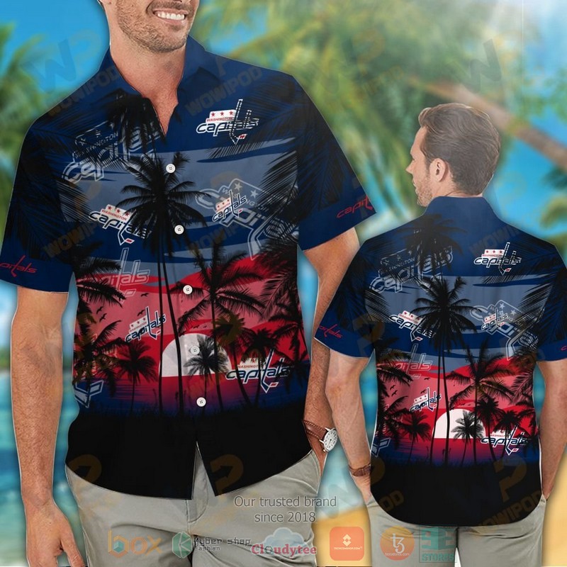 HOT Washington Capitals Hawaiian Shirt and shorts 2 Washington Capitals Hawaiian Shirt and shorts 1