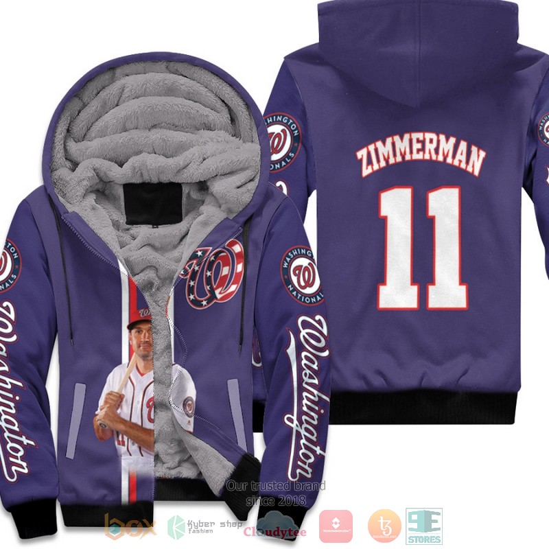 BEST Washington Nationals Ryan Zimmerman 11 Purple 3D fleece hoodie 2 Washington Nationals Ryan Zimmerman 11 Purple fleece hoodie