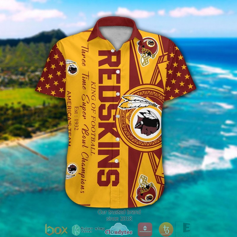 Washington Redskins King of football Hawaiian Shirt 4 Washington Redskins King of football Hawaiian Shirt 1 2 3