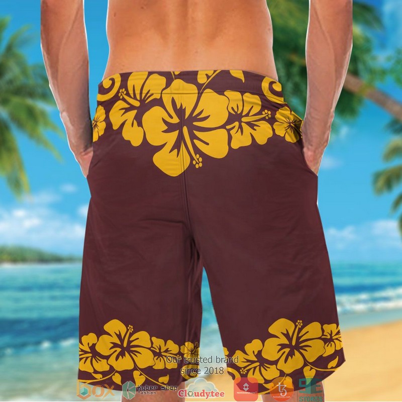 Washington Redskins Yellow Hibiscus Snoopy Hawaiian Shirt Short 1 2 3 4 5