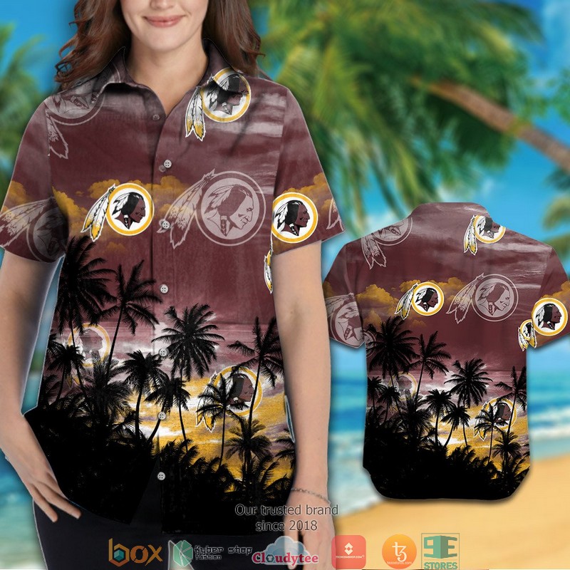 Washington Redskins coconut island Hawaiian Shirt, Short 3 Washington Redskins coconut island Hawaiian Shirt Short 1 2
