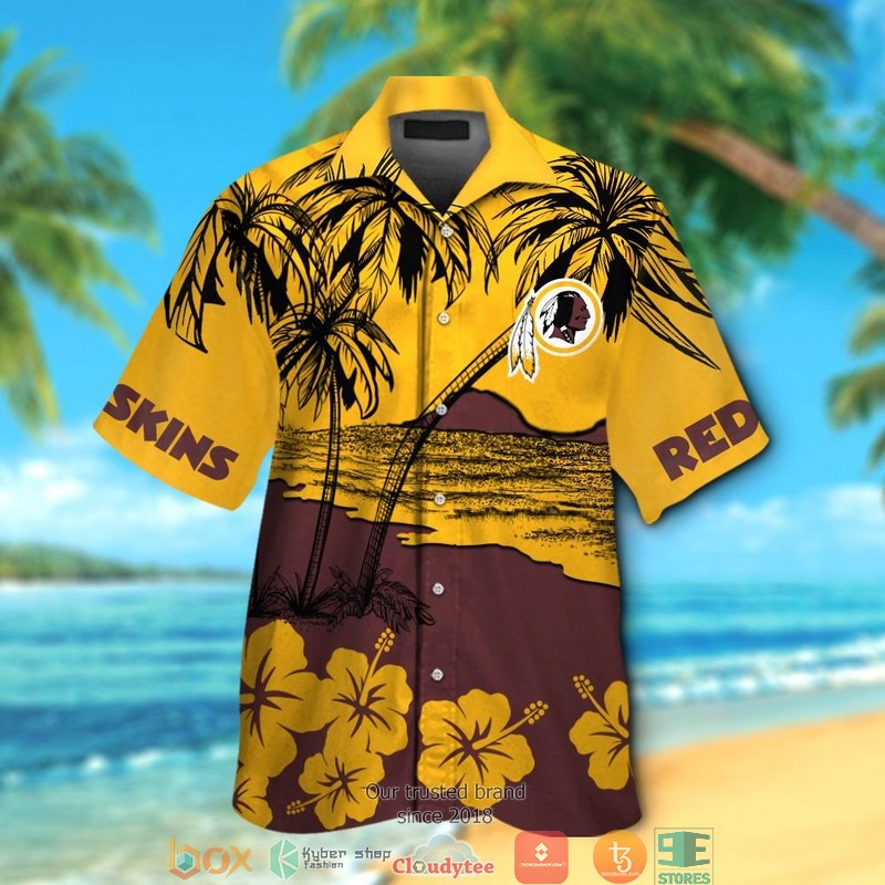 Washington Redskins coconut island hibiscus Hawaiian Shirt Short
