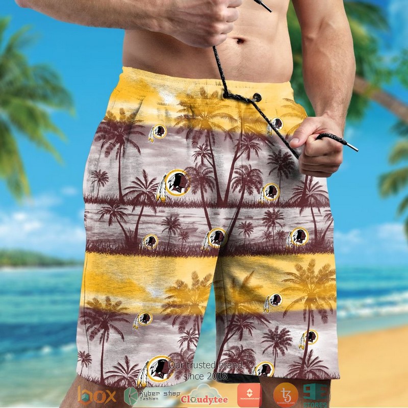 Washington Redskins coconut island yellow Hawaiian Shirt, Short 5 Washington Redskins coconut island yellow Hawaiian Shirt Short 1 2 3 4