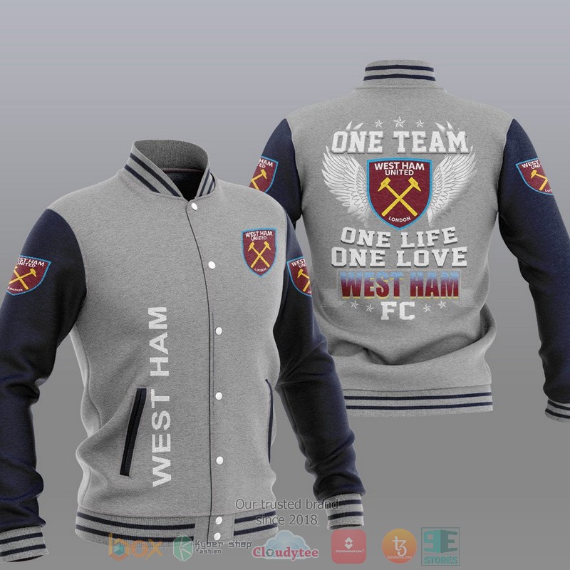 West Ham One Team One Life One Love Baseball Jacket 1 2 3