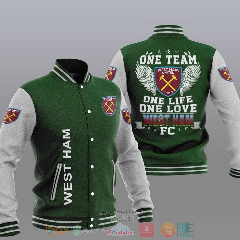 West Ham One Team One Life One Love Baseball Jacket 1 2 3 4