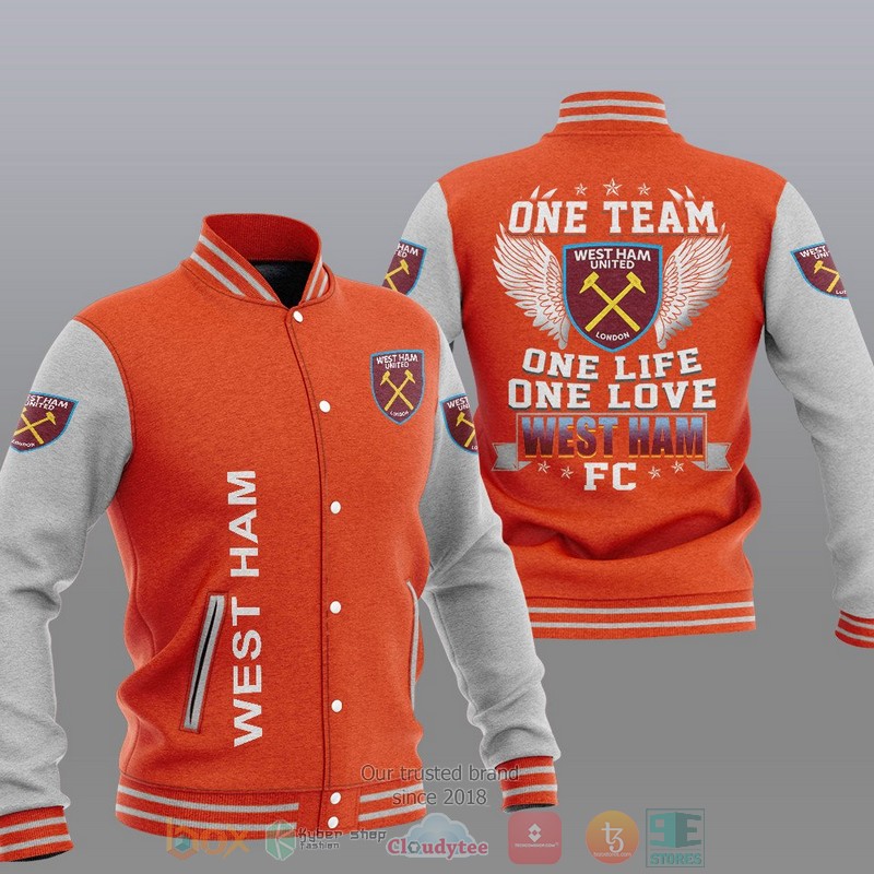 West Ham One Team One Life One Love Baseball Jacket 1 2 3 4 5