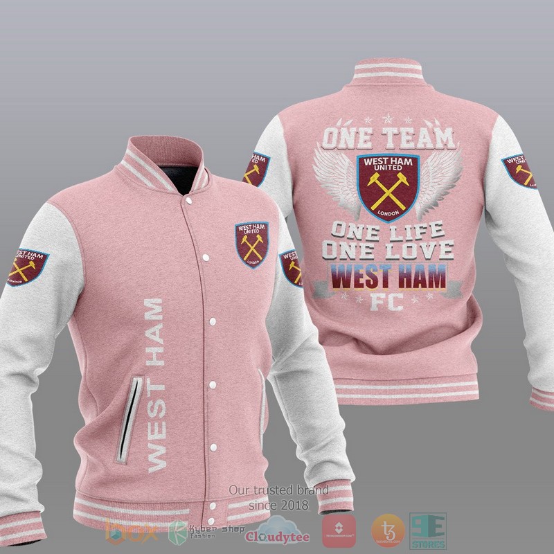 West Ham One Team One Life One Love Baseball Jacket 1 2 3 4 5 6