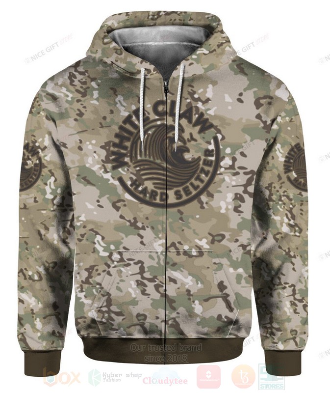 BEST White Claw Hard Seltzer Camouflage 3D Designed Allover Zip Hoodie 2 White Claw Hard Seltzer Camouflage 3D Zip Hoodie 1