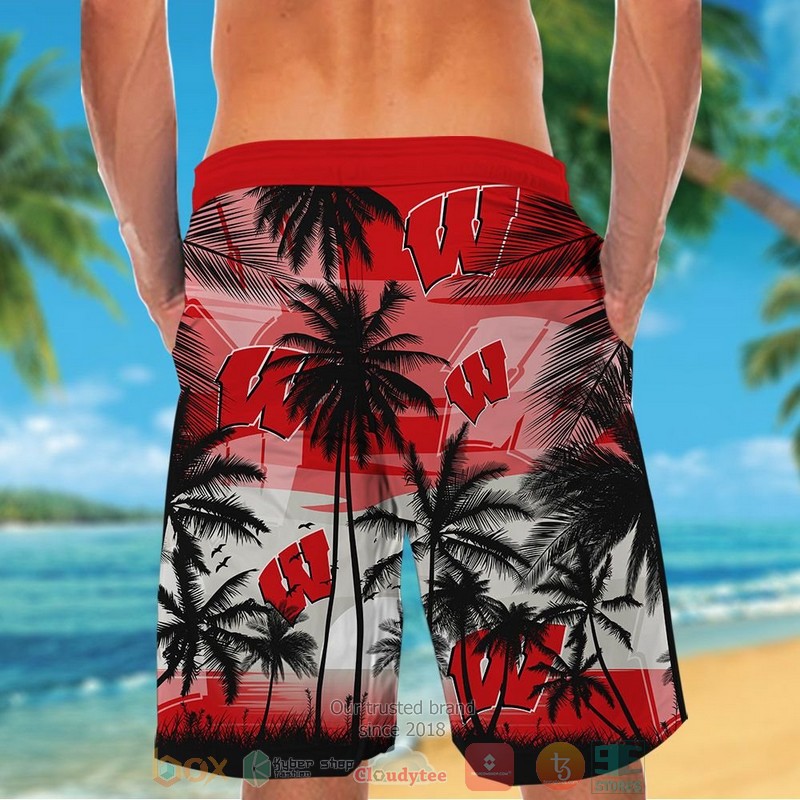 Wisconsin Badgers Tropical Hawaiian Shirt and shorts 1 2 3 4 5