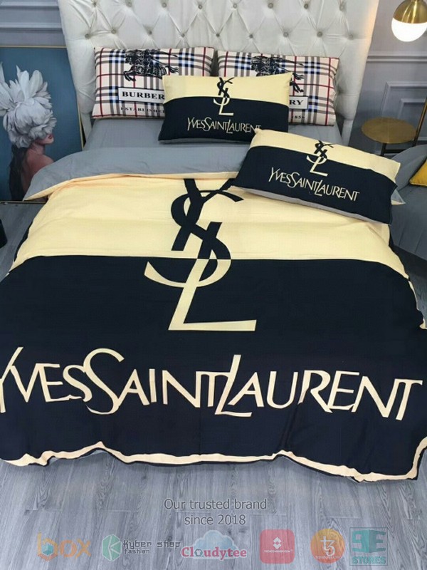 HOT Ysl Yves Saint Laurent Luxury Brand navy bedroom bedding set 3 Ysl Yves Saint Laurent Luxury Brand navy Bedding Set