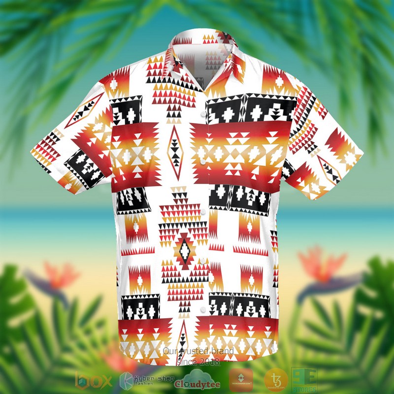 White Tribes Pattern Native American Hawaiian Shirt