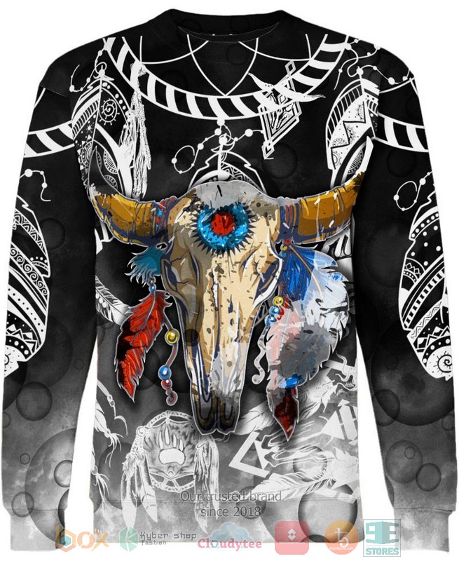 HOT Colorful Buffalo Skull All Over Printed 3D Shirt, Hoodie 4 Colorful Buffalo Skull 3D Shirt Hoodie 1 2 3