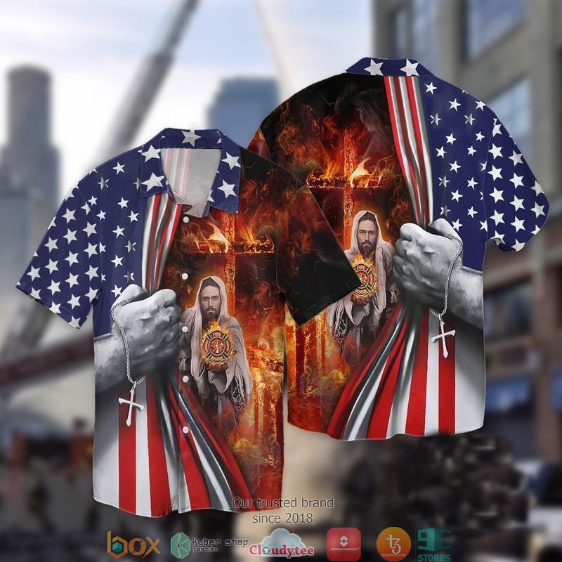 4th Of July Independence American Flag Jesus Short Sleeve Hawaiian Shirt 3 4th Of July Independence American Flag Jesus Short Sleeve Hawaiian Shirt