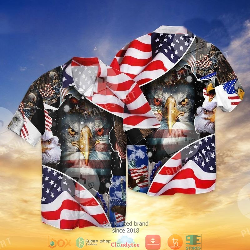 4th Of July Independence Day American Eagle Short Sleeve Hawaiian Shirt