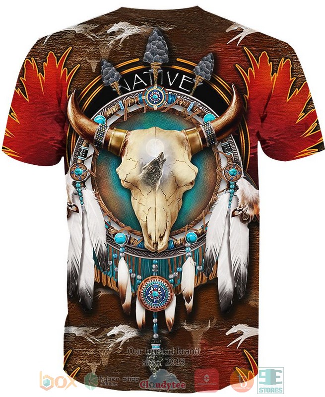 HOT Native Bison Skull brown All Over Printed 3D Shirt, Hoodie 6 Native Bison Skull brown 3D Shirt Hoodie 1 2 3 4 5
