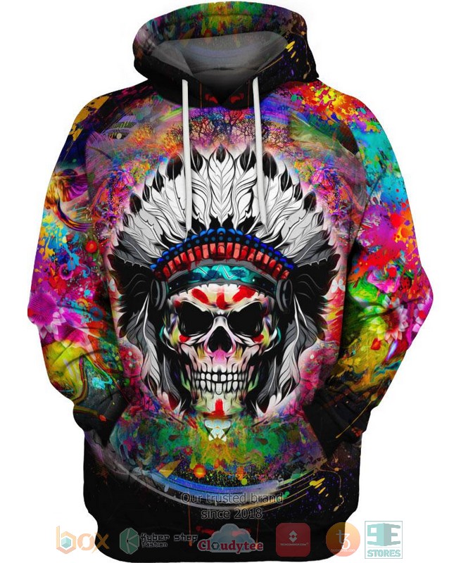 HOT Color Native Skull All Over Printed 3D Shirt, Hoodie 18 Color Native Skull 3D Shirt Hoodie