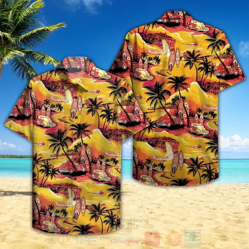 90s Orange And Yellow Sunset Short Sleeve Hawaiian Shirt