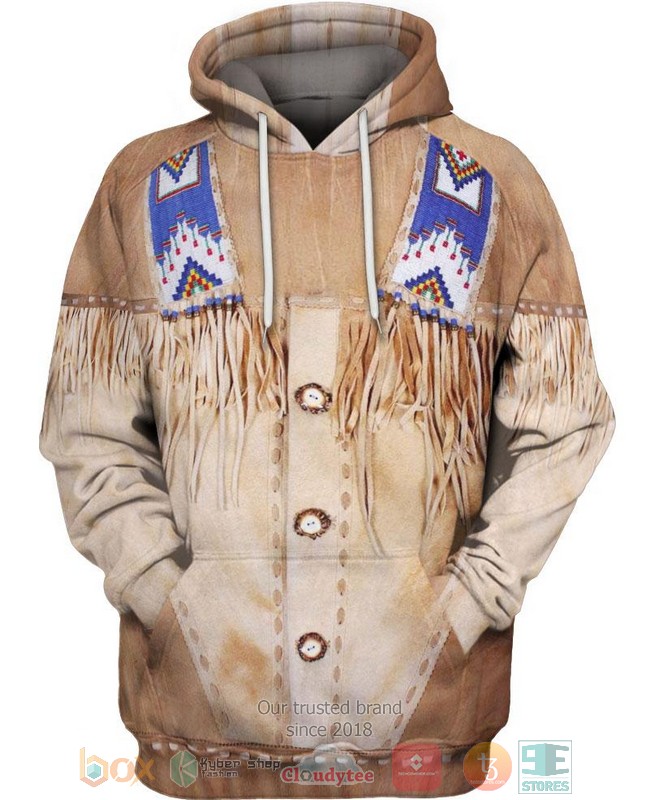 HOT Native Buckskin Beaded All Over Printed 3D Hoodie 4 Native Buckskin Beaded 3D Hoodie