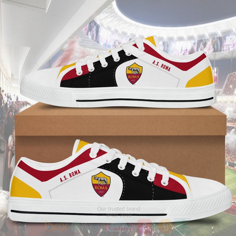 A S Roma Black White Low Top Canvas Shoes 1
