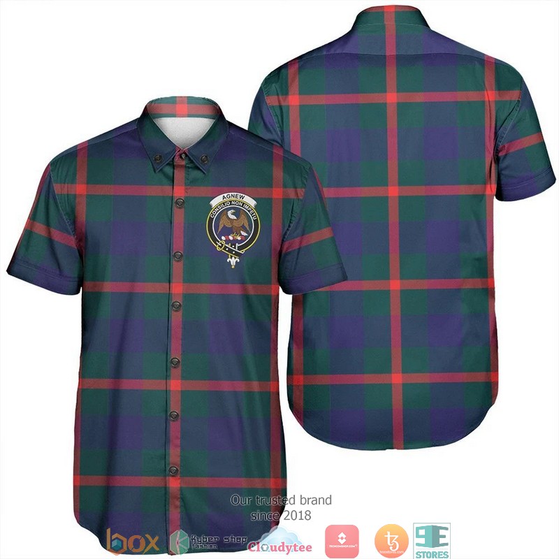 Agnew Modern Tartan Crest Short Sleeve Hawaiian Shirt 6 Agnew Modern Tartan Crest Short Sleeve Hawaiian Shirt