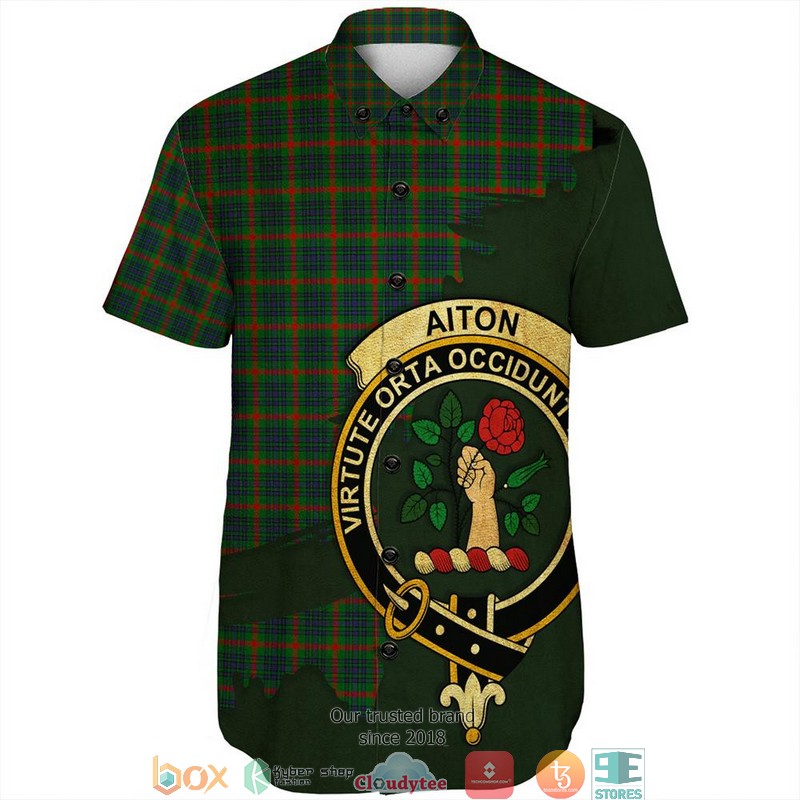 Aiton Tartan Crest Personalized Short Sleeve Hawaiian Shirt 2 Aiton Tartan Crest Personalized Short Sleeve Hawaiian Shirt 1