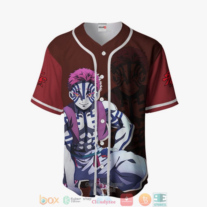 Akaza Demon Slayer Baseball Jersey Shirt 2 Akaza Demon Slayer Baseball Jersey Shirt 1