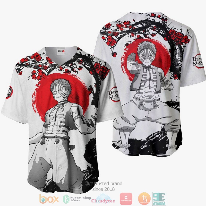 Akaza Demon Slayer Grey Baseball Jersey Shirt 6 Akaza Demon Slayer Grey Baseball Jersey Shirt