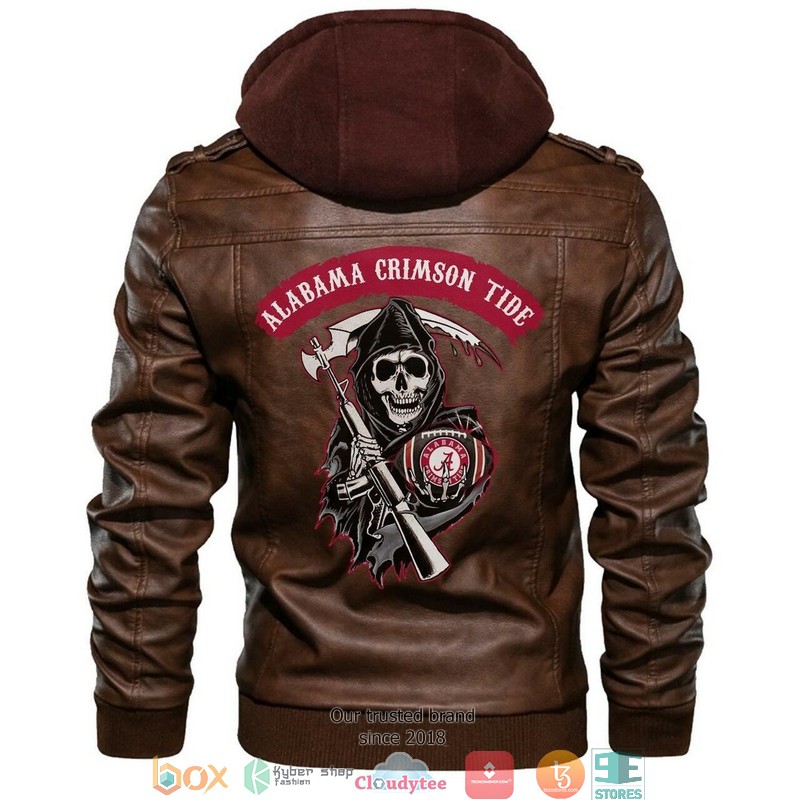 NEW Alabama Crimson Tide NCAA Sons Of Anarchy Jacket Leather 3 Alabama Crimson Tide NCAA Football Sons Of Anarchy Leather Jacket 1 2