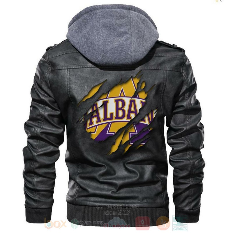 Albany Great Danes NCAA Black Motorcycle Leather Jacket