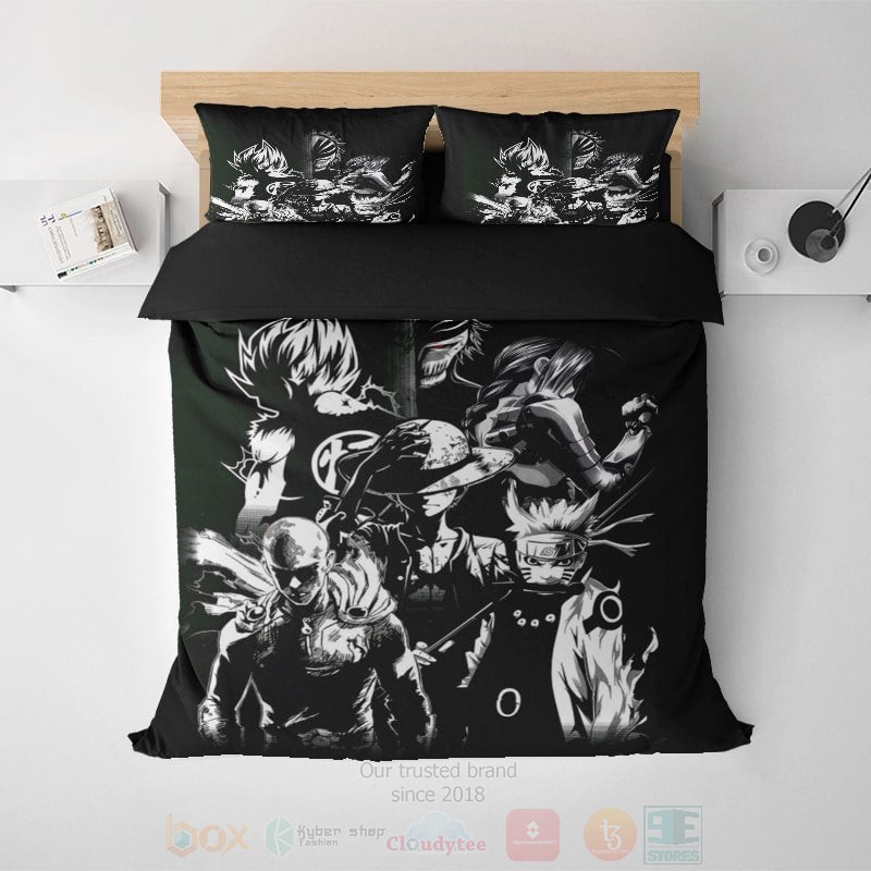 All Anime Legends Dark Brushed Naruto Dragon Ball Bedding Set