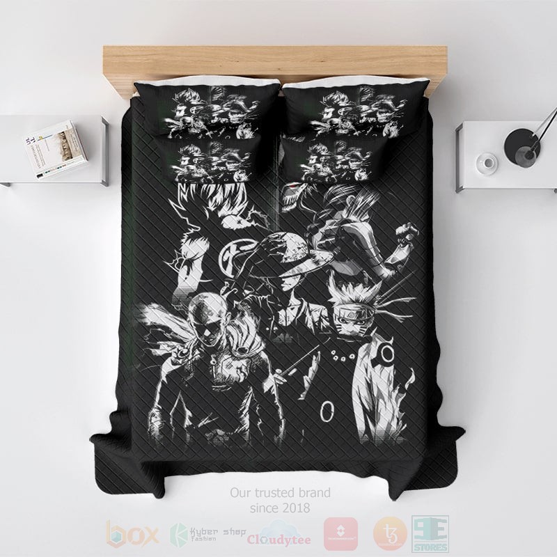 All Anime Legends Dark Brushed Naruto Dragon Ball Bedding Set 1