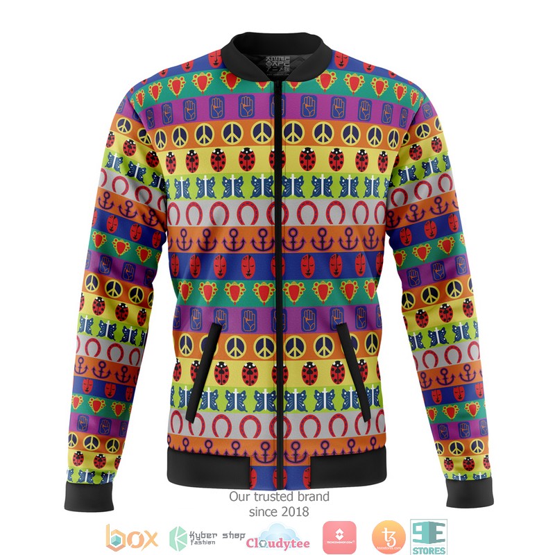 All Symbols Pattern Jojos Bizarre Adventure Quilted Bomber Jacket 1 All Symbols Pattern Jojos Bizarre Adventure Quilted Bomber Jacket